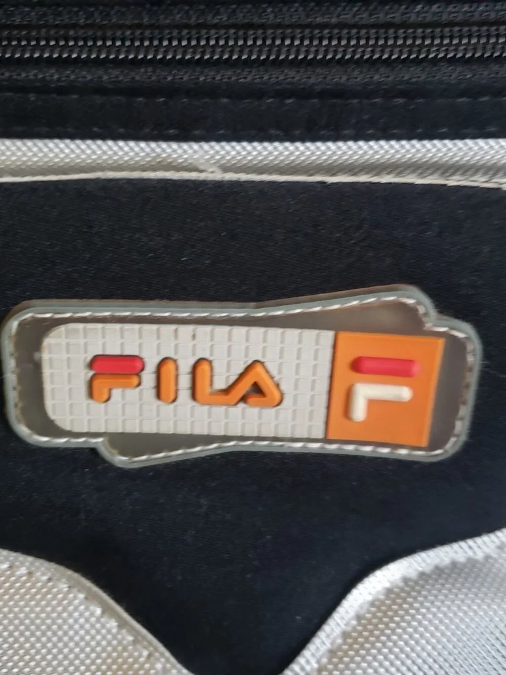 Vintage FILA Messenger Bag Black/White Zip Adjustable Strap Pockets